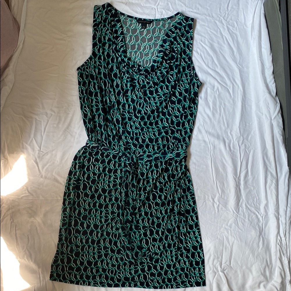 Banana Republic Factory Navy Green White Sleeveless Women's Dress size L